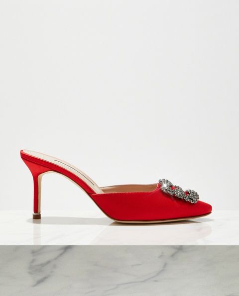 MANOLO BLAHNIK - Czerwone mule Hangisi - zdjęcie produktu nr 1