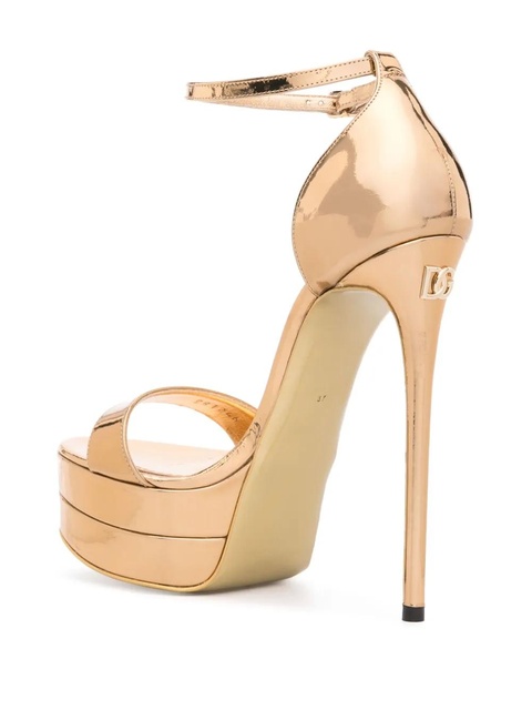 Dolce & Gabbana 145mm Keira leather sandals - Gold - zdjęcie produktu nr 1