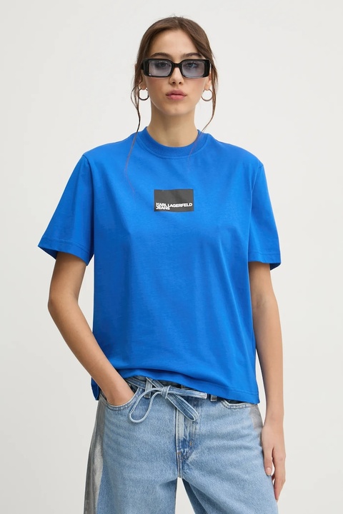 Karl Lagerfeld Jeans t-shirt bawełniany damski kolor niebieski A1W17006 - zdjęcie produktu nr 1