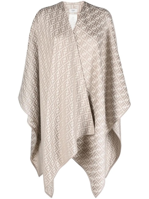 FENDI FF-monogram knitted cape - Neutrals - zdjęcie produktu nr 1