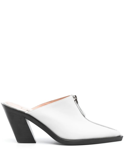 Elleme Eclair-zip 85mm leather mules - White - zdjęcie produktu nr 1