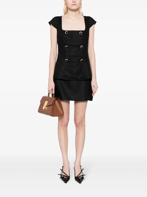 Reformation Veranda linen miniskirt - Black - zdjęcie produktu nr 1