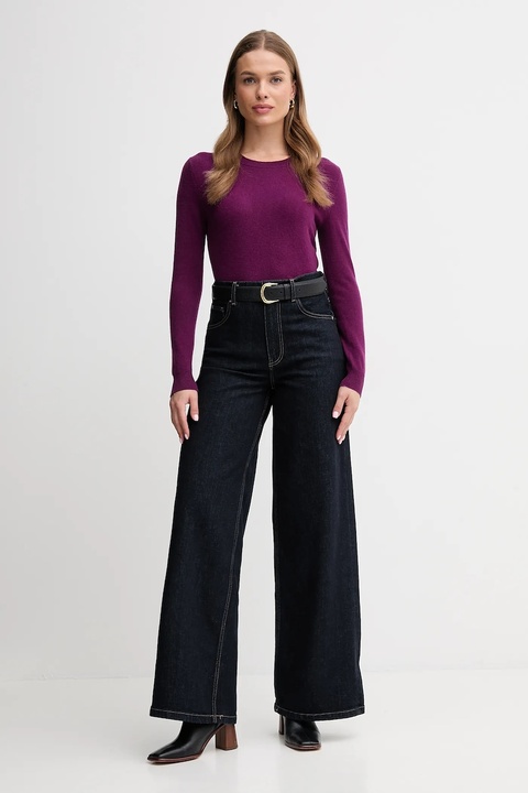 United Colors of Benetton sweter wełniany damski kolor fioletowy lekki - zdjęcie produktu nr 2