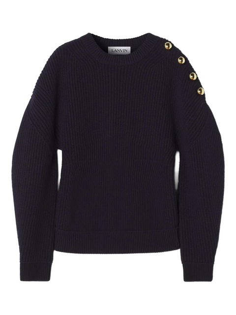 Lanvin ribbed-knit button-detail sweat - Black - zdjęcie produktu nr 1