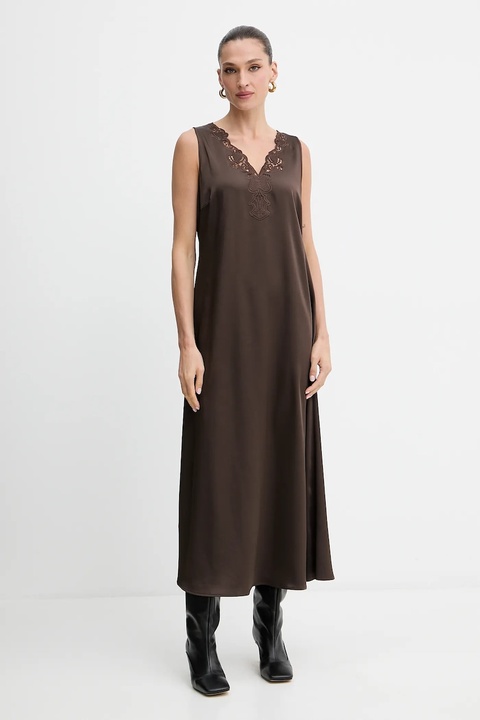 Weekend Max Mara sukienka CANOSSA kolor brązowy maxi prosta 2525226011600 - zdjęcie produktu nr 1