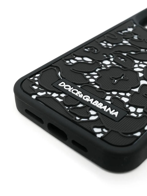 Dolce & Gabbana floral logo-patch iPhone Pro Max case - Black - zdjęcie produktu nr 2