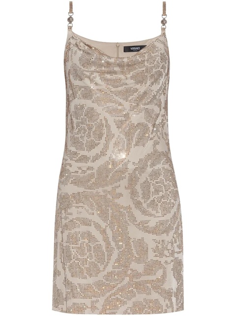 Versace Crystal Barocco slip mini dress - Neutrals - zdjęcie produktu nr 1