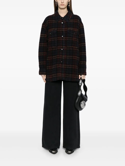 ISABEL MARANT check-print blanket coat - Green - zdjęcie produktu nr 2