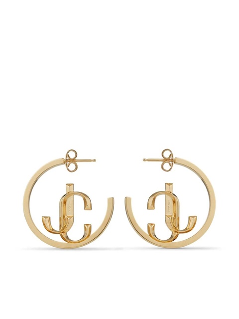 Jimmy Choo logo-lettering medium hoops - Gold - zdjęcie produktu nr 1