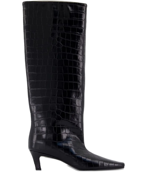 TOTEME 50mm croc-embossed leather knee-high boots - Black - zdjęcie produktu nr 1