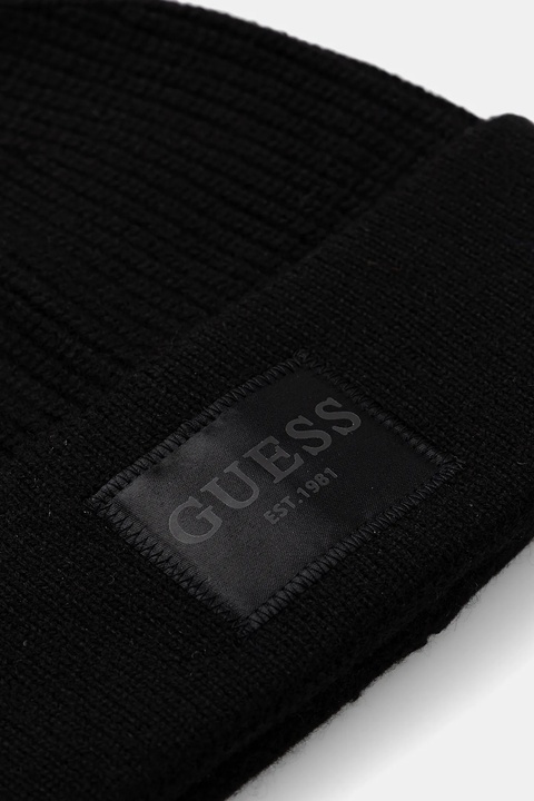 Guess czapka z dodatkiem wełny BRENTON kolor czarny AW5436 POL03 - zdjęcie produktu nr 1