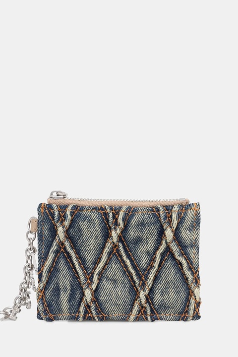 Diesel portfel CHARM-D CARD HOLDER WITH CHAIN damski kolor niebieski X10417.P5570 - zdjęcie produktu nr 1
