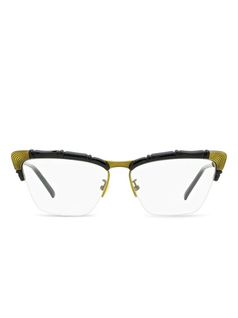 Gucci Eyewear bamboo-detail cat-eye glasses - Black - zdjęcie produktu nr 1