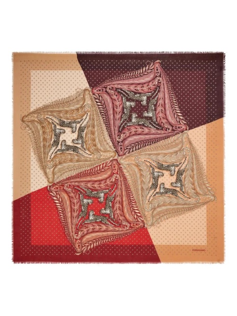 Ferragamo Madras-print cashmere scarf - Red - zdjęcie produktu nr 1