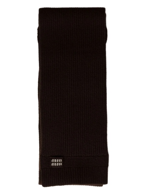 Miu Miu logo-intarsia cashmere scarf - Brown - zdjęcie produktu nr 2