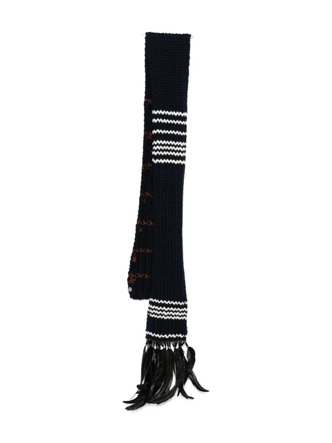 Prada striped feather-trimmed scarf - Blue - zdjęcie produktu nr 2
