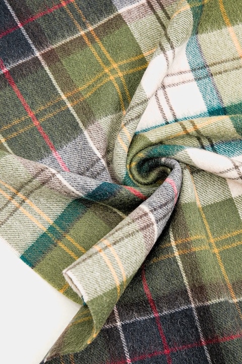 Barbour szalik wełniany damski kolor zielony wzorzysty LSC0477 - zdjęcie produktu nr 2