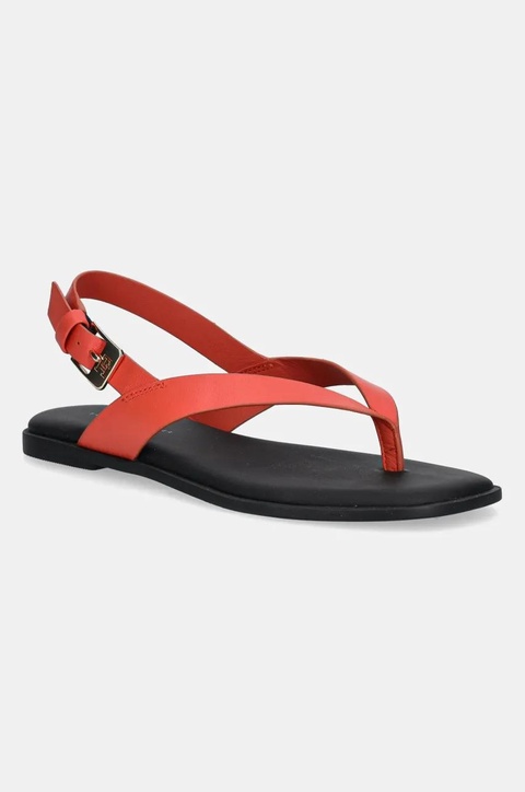 Tommy Hilfiger sandały skórzane COLOR BLOCK THONG FLAT SANDAL damskie kolor czerwony FW0FW08883 - zdjęcie produktu nr 1