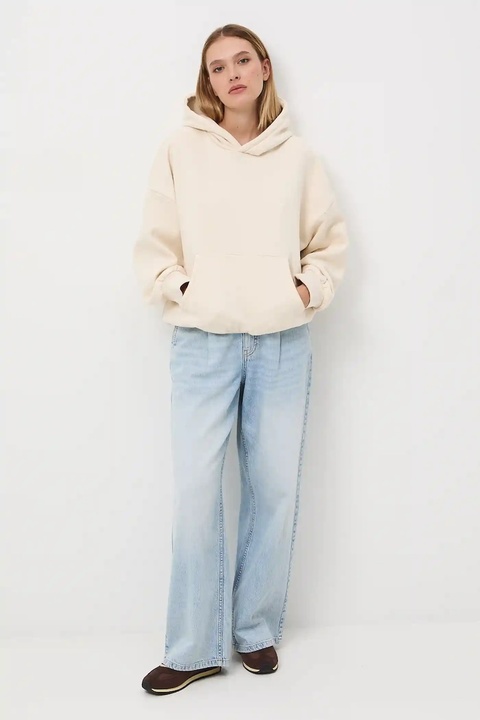 Medicine bluza damska kolor beżowy z kapturem gładka - zdjęcie produktu nr 2