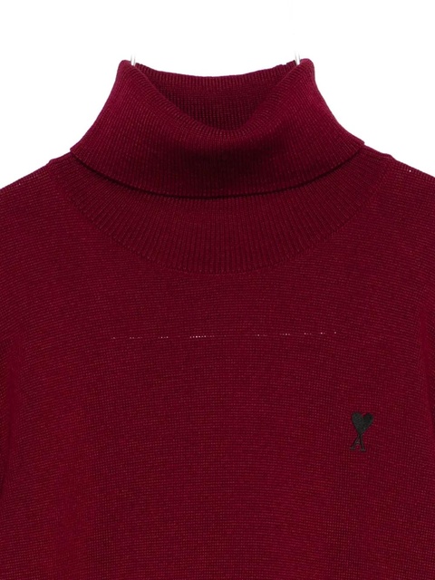 AMI Paris heart-logo turtleneck sweater - Red - zdjęcie produktu nr 1