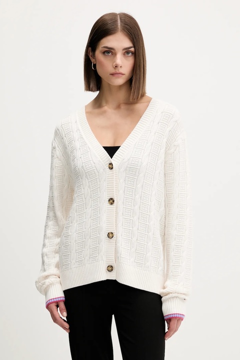 Tommy Jeans kardigan bawełniany damski kolor beżowy lekki DW0DW21681 - zdjęcie produktu nr 1