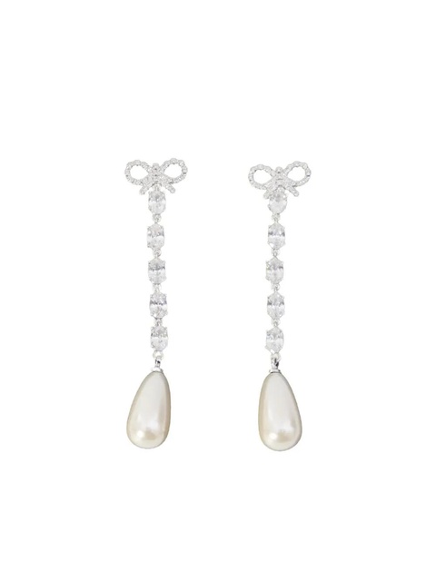 Self-Portrait bow droplet earrings - Silver - zdjęcie produktu nr 2