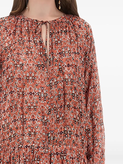 MARANT ÉTOILE tie-neck patterned mini dress - Red - zdjęcie produktu nr 2