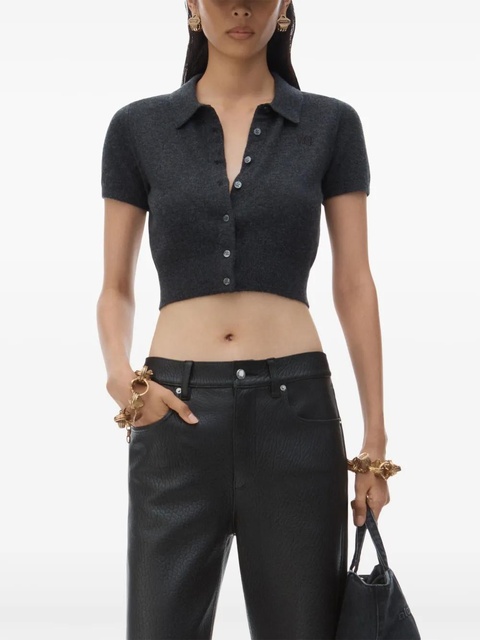 Alexander Wang logo-embroidered top - Grey - zdjęcie produktu nr 2