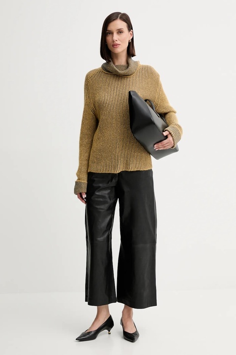 Twinset sweter z wełną damski kolor żółty lekki z golfem 252TF3010 - zdjęcie produktu nr 2