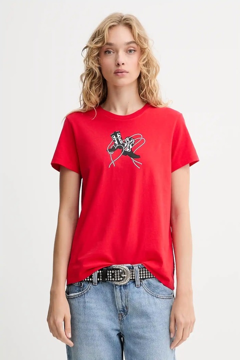 Levi's t-shirt bawełniany damski kolor czerwony 17369 - zdjęcie produktu nr 1
