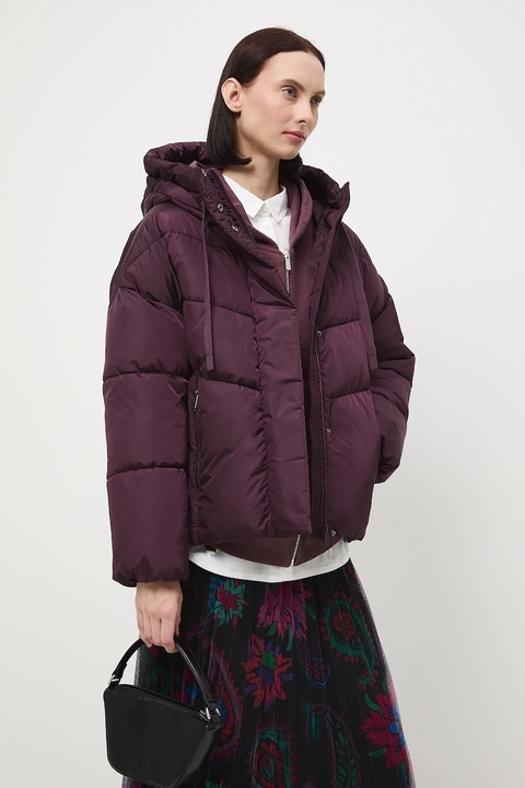 Medicine kurtka damska kolor bordowy zimowa oversize - zdjęcie produktu nr 1
