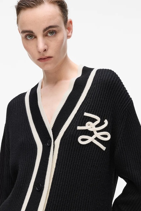 Karl Lagerfeld kardigan z dodatkiem wełny damski kolor czarny A4W18052 - zdjęcie produktu nr 2