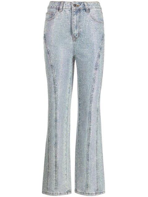 Self-Portrait mid-rise embellished flared jeans - Blue - zdjęcie produktu nr 1