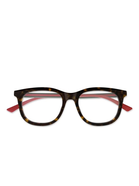 Gucci Eyewear striped roung-frame glasses - Brown - zdjęcie produktu nr 1