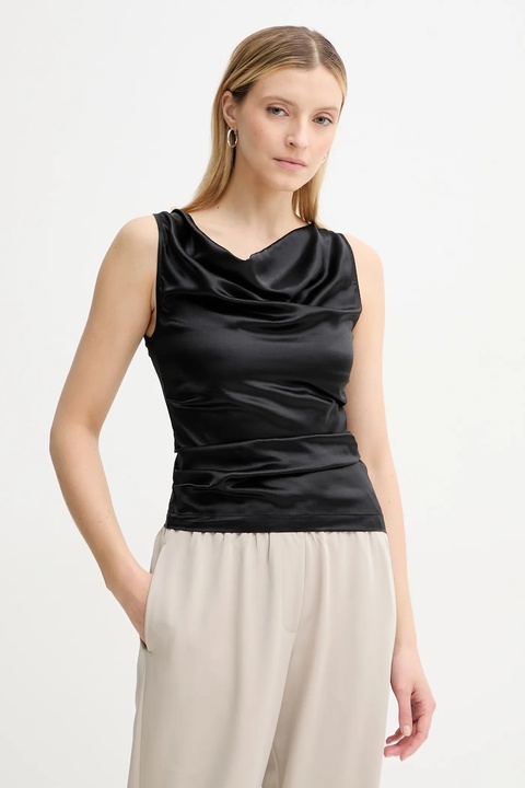 AERON bluzka z domieszką jedwabiu CAMILLE damska kolor czarny gładka TO555452 - zdjęcie produktu nr 1