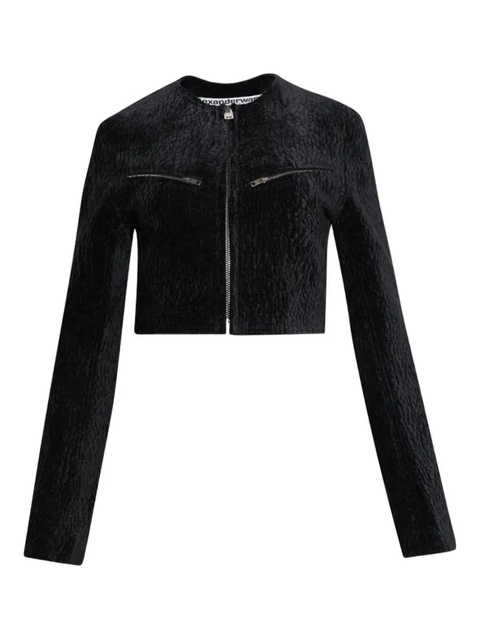Alexander Wang velvet-effect cropped jacket - Black - zdjęcie produktu nr 1