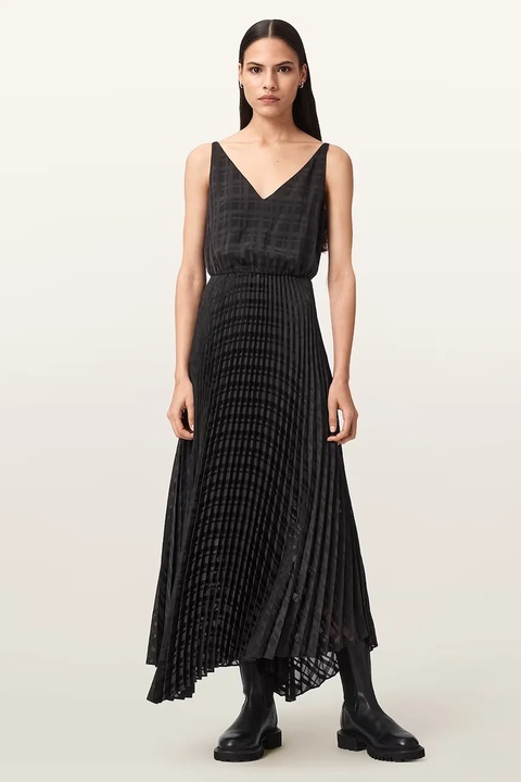 AllSaints sukienka SINEAD kolor czarny maxi rozkloszowana W064DD - zdjęcie produktu nr 2