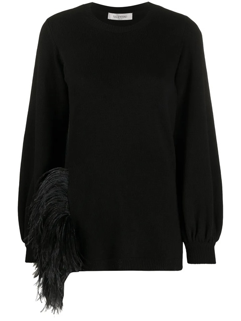 Valentino Garavani feather trim jumper - Black - zdjęcie produktu nr 1