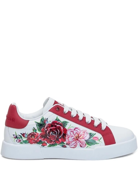 Dolce & Gabbana floral-print sneakers - Red - zdjęcie produktu nr 1