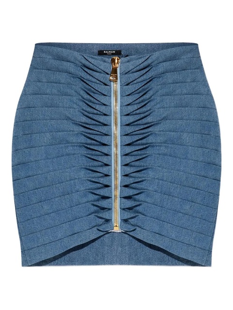 Balmain ruched zip mini skirt - Blue - zdjęcie produktu nr 1