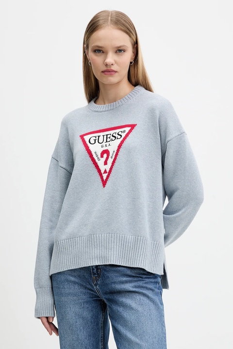 Guess Jeans sweter bawełniany kolor niebieski lekki W4BR12 Z3HM1 - zdjęcie produktu nr 1