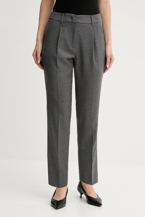 Weekend Max Mara spodnie z wełną CALDAIA damskie kolor szary fason chinos high waist 2525136152600 - zdjęcie produktu nr 1