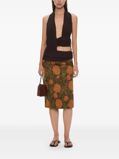 Christopher Esber upholstered brocade midi skirt - Brown - zdjęcie produktu nr 1