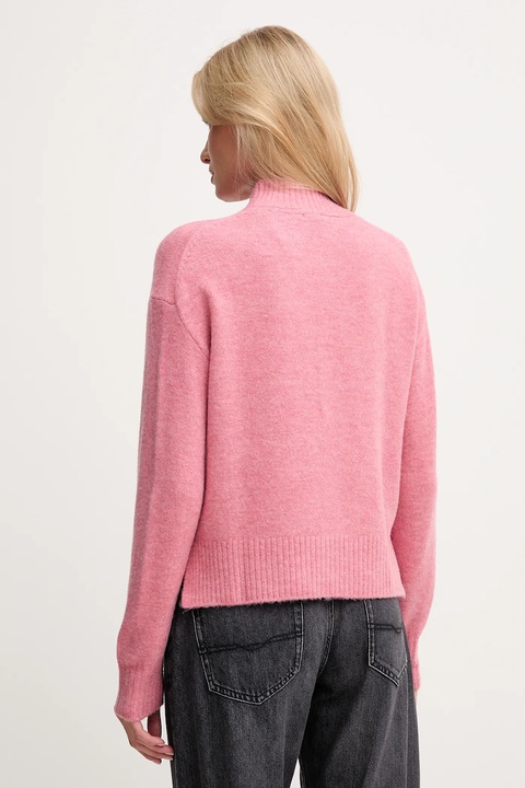 Pepe Jeans sweter z domieszką wełny damski kolor różowy z półgolfem PL7000032 - zdjęcie produktu nr 1