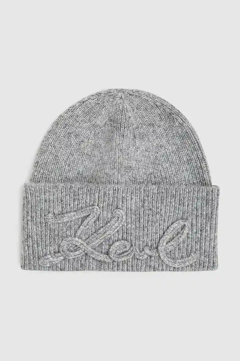Karl Lagerfeld czapka z domieszką wełny kolor szary A4W33009 - zdjęcie produktu nr 1