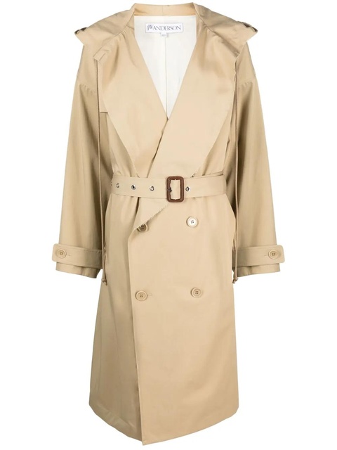 JW Anderson hooded double-breasted trench coat - Neutrals - zdjęcie produktu nr 1
