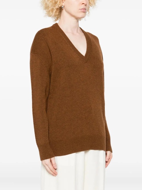 Jil Sander V-neck wool-blend sweater - Brown - zdjęcie produktu nr 2