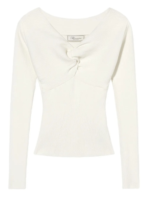 Blumarine twist-detail ribbed top - White - zdjęcie produktu nr 1
