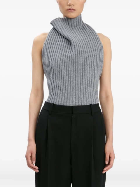 Victoria Beckham ribbed halter neck top - Grey - zdjęcie produktu nr 1
