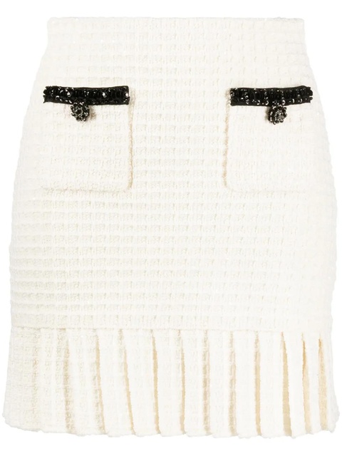 Self-Portrait waffle-knit mini skirt - Neutrals - zdjęcie produktu nr 1